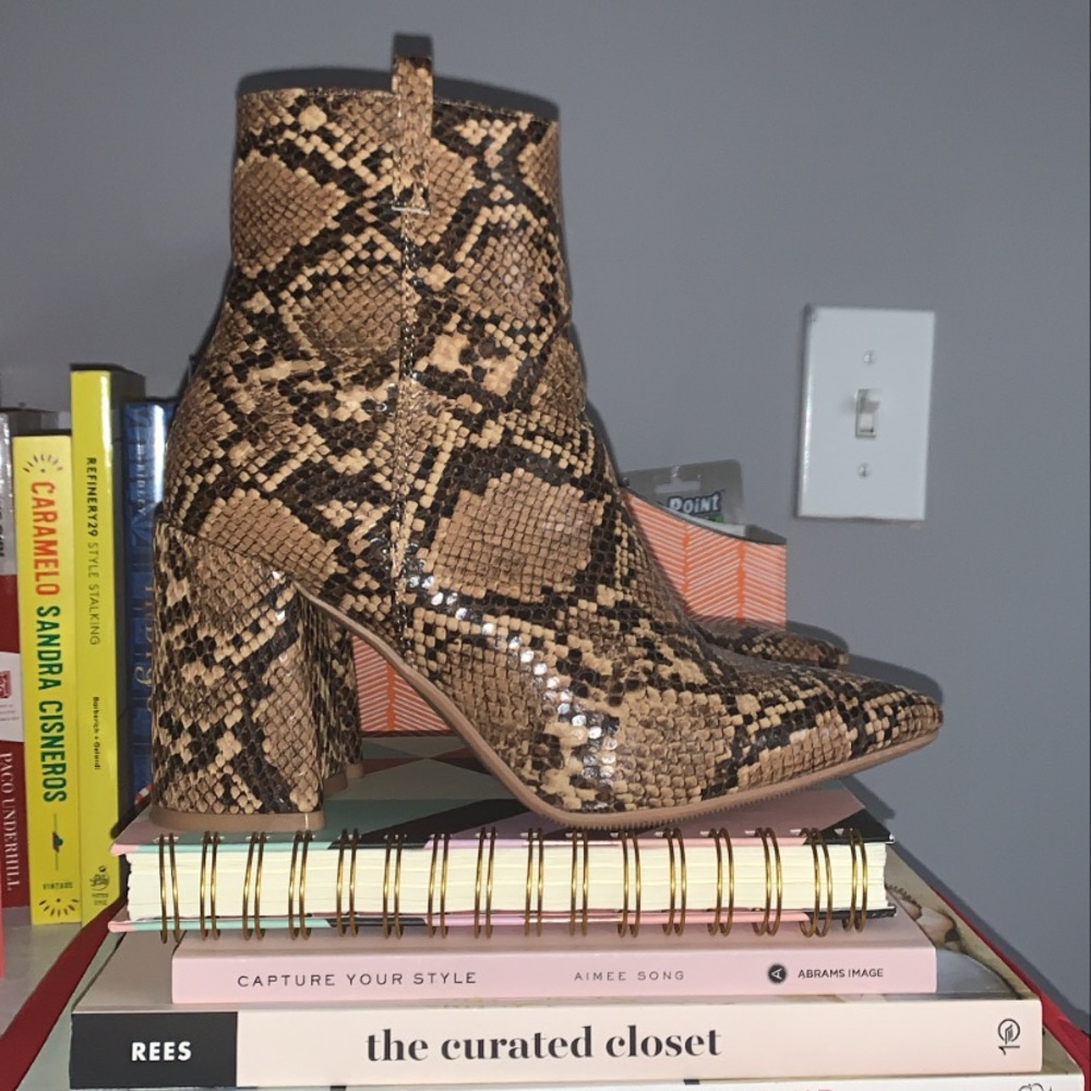 Faux Leather Snake Boots